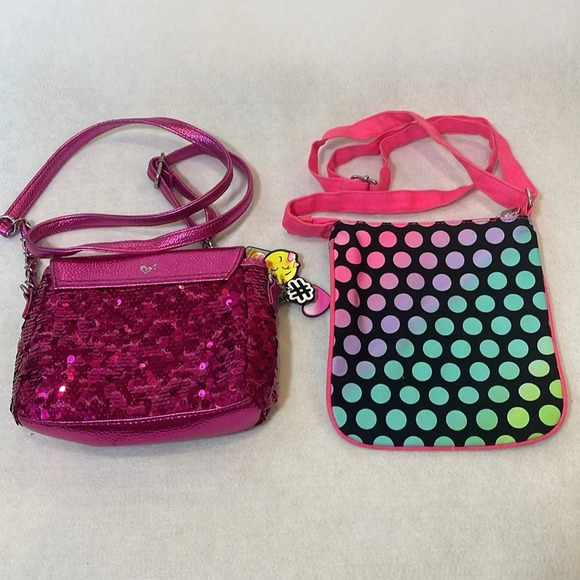 Justice Lot of 2 Girls Purses Crossbody Pink Sequins Barbie Initial Letter N - Picture 7 of 15